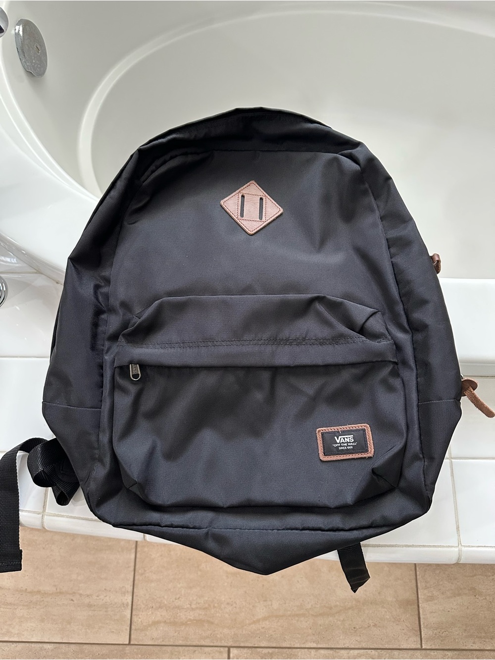 Vans Black Backpack with Brown Accent Patch